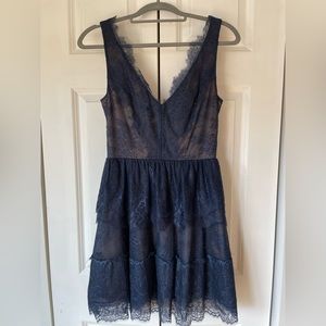 BCBGMAXAZRIA blue lace cocktail dress. Like new!